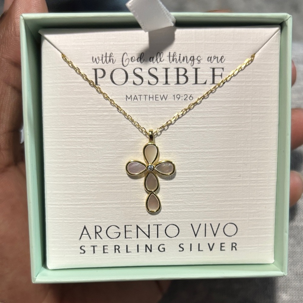 Argento Vivo Gold and Silver Cross Necklace